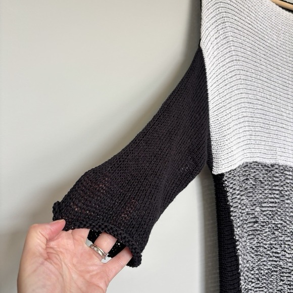 Pure Handknit Women's Large Tunic Dress Color Block Open Knit Lagenlook Hippie - Picture 5 of 15